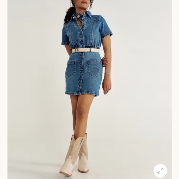 TECOVAS Women's Short Sleeve Denim Dress XL - Picture 2 of 11